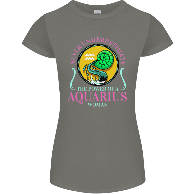The Power of a Aquarius Woman Star Sign Womens Petite Cut T-Shirt Charcoal