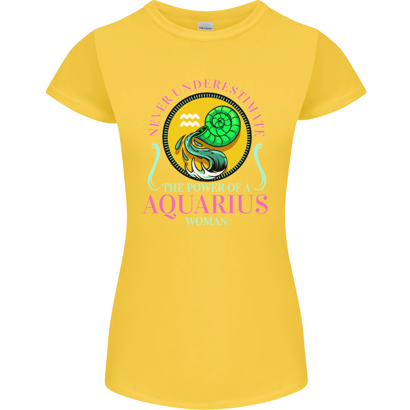 The Power of a Aquarius Woman Star Sign Womens Petite Cut T-Shirt Yellow