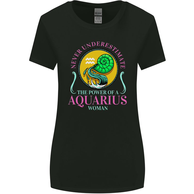 The Power of a Aquarius Woman Star Sign Womens Wider Cut T-Shirt Black