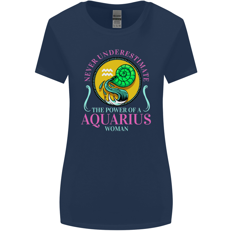 The Power of a Aquarius Woman Star Sign Womens Wider Cut T-Shirt Navy Blue