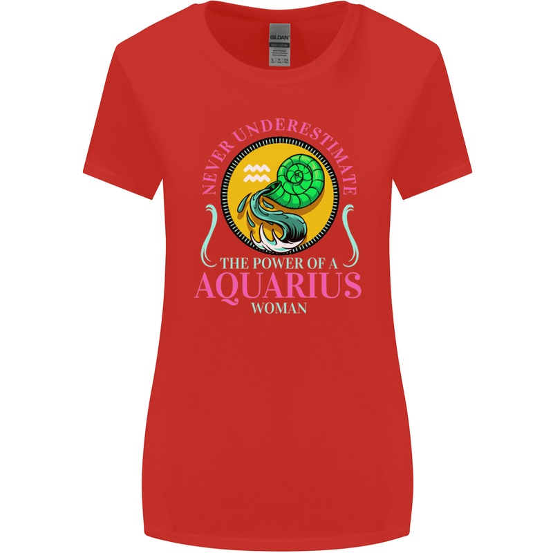 The Power of a Aquarius Woman Star Sign Womens Wider Cut T-Shirt Red