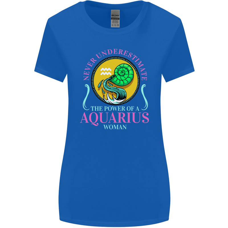 The Power of a Aquarius Woman Star Sign Womens Wider Cut T-Shirt Royal Blue