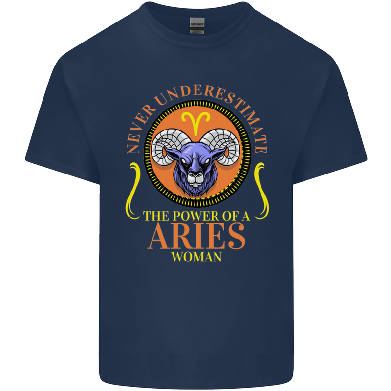 The Power of a Aries Woman Star Sign Kids T-Shirt Childrens Navy Blue