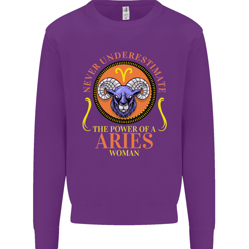 The Power of a Aries Woman Star Sign Mens Sweatshirt Jumper Purple