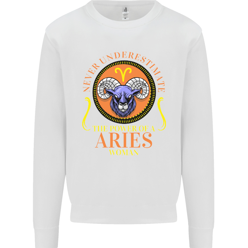 The Power of a Aries Woman Star Sign Mens Sweatshirt Jumper White