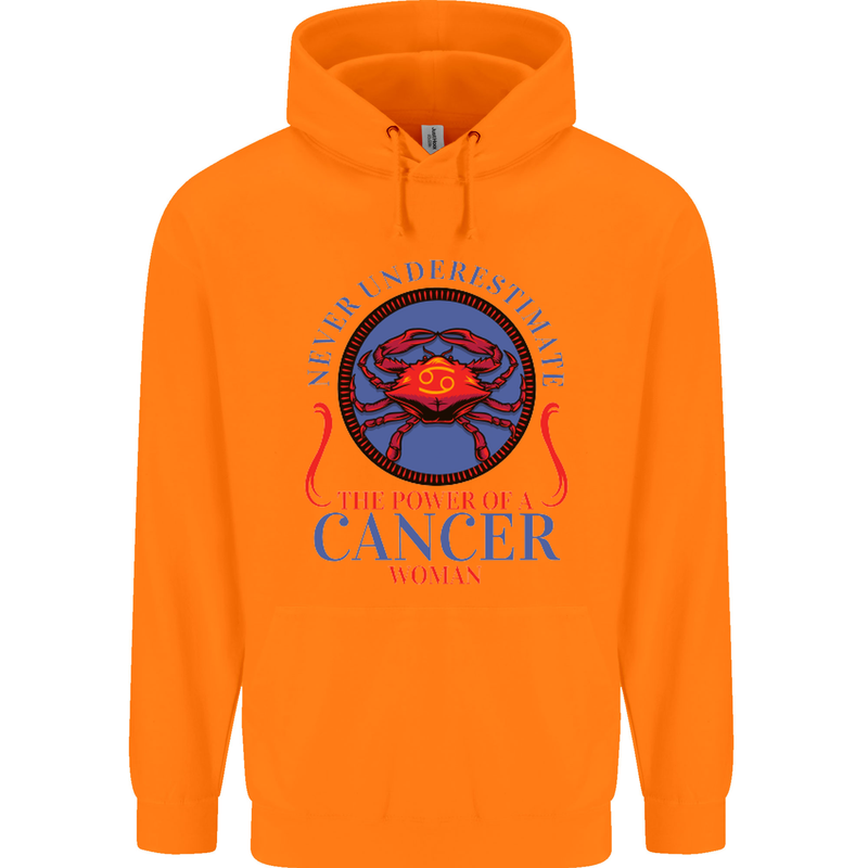 The Power of a Cancer Woman Star Sign Mens 80% Cotton Hoodie Orange