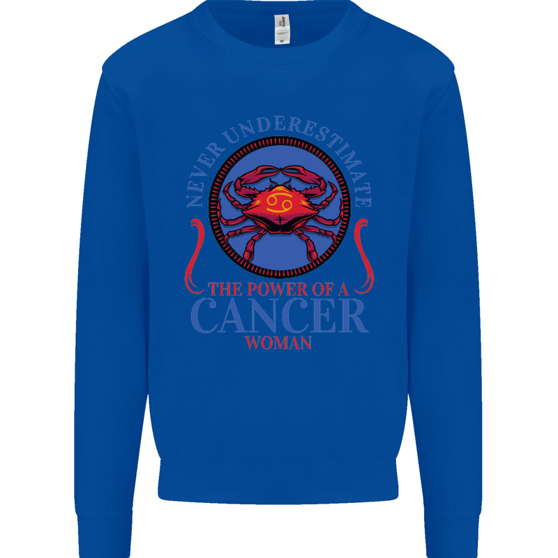 The Power of a Cancer Woman Star Sign Mens Sweatshirt Jumper Royal Blue