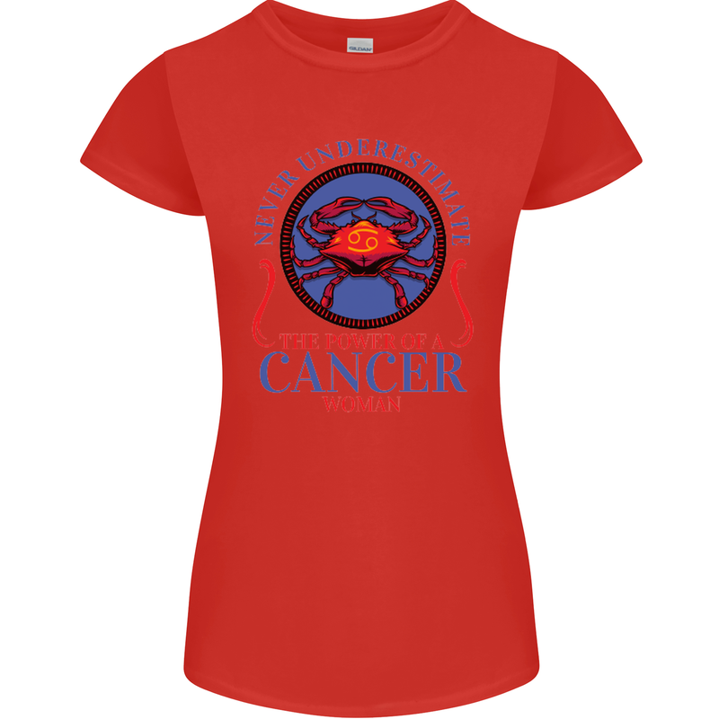 The Power of a Cancer Woman Star Sign Womens Petite Cut T-Shirt Red