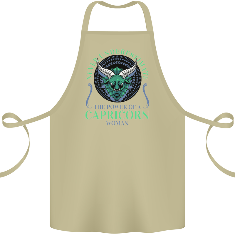 The Power of a Capricorn Woman Star Sign Cotton Apron 100% Organic Khaki