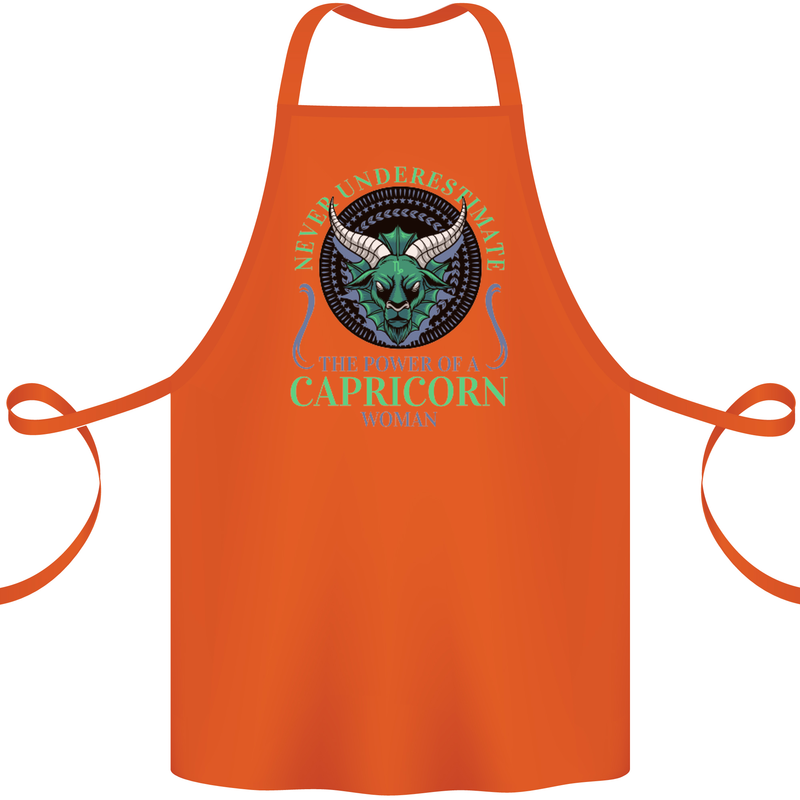 The Power of a Capricorn Woman Star Sign Cotton Apron 100% Organic Orange