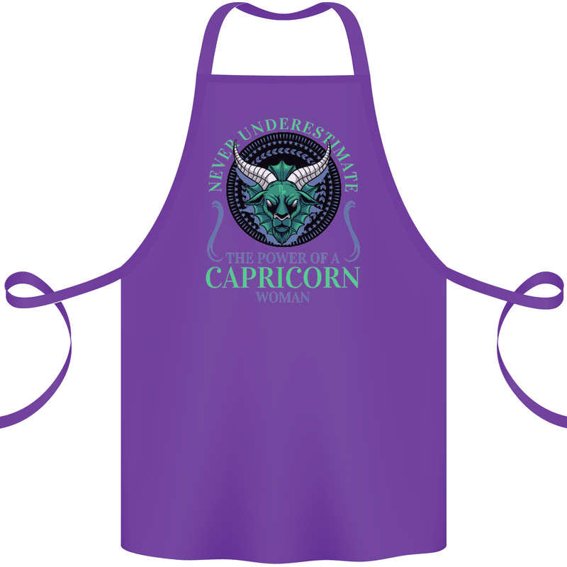 The Power of a Capricorn Woman Star Sign Cotton Apron 100% Organic Purple