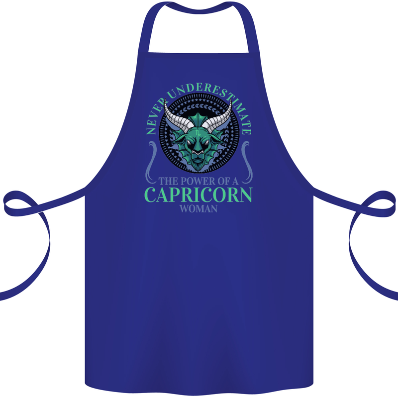 The Power of a Capricorn Woman Star Sign Cotton Apron 100% Organic Royal Blue
