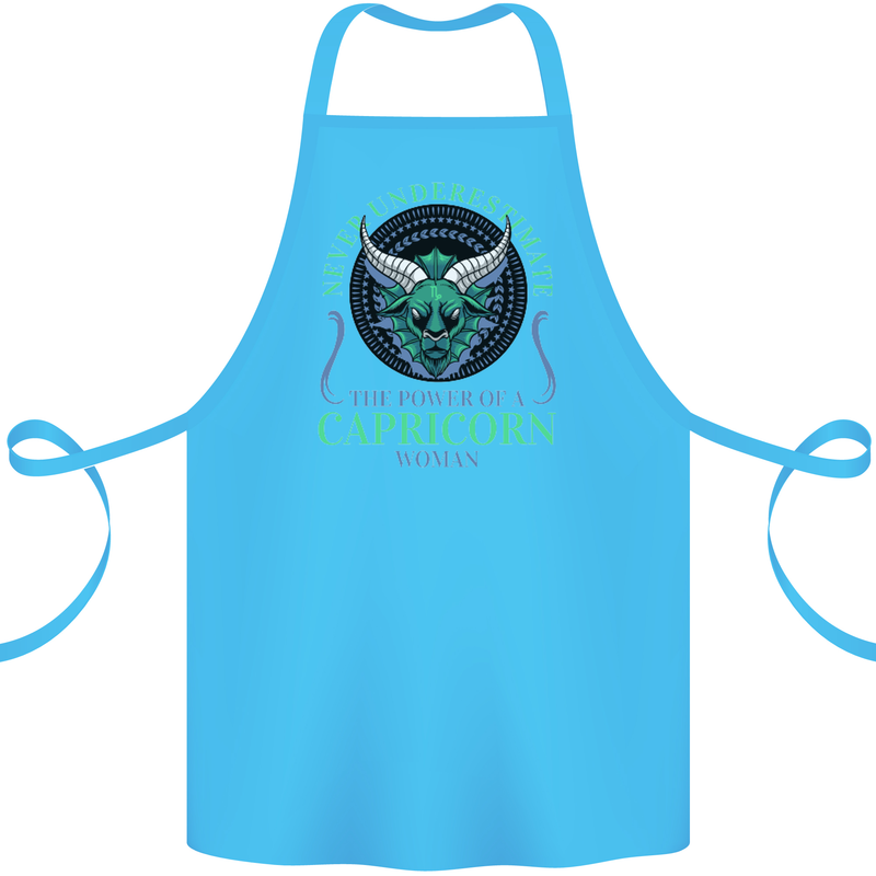 The Power of a Capricorn Woman Star Sign Cotton Apron 100% Organic Turquoise