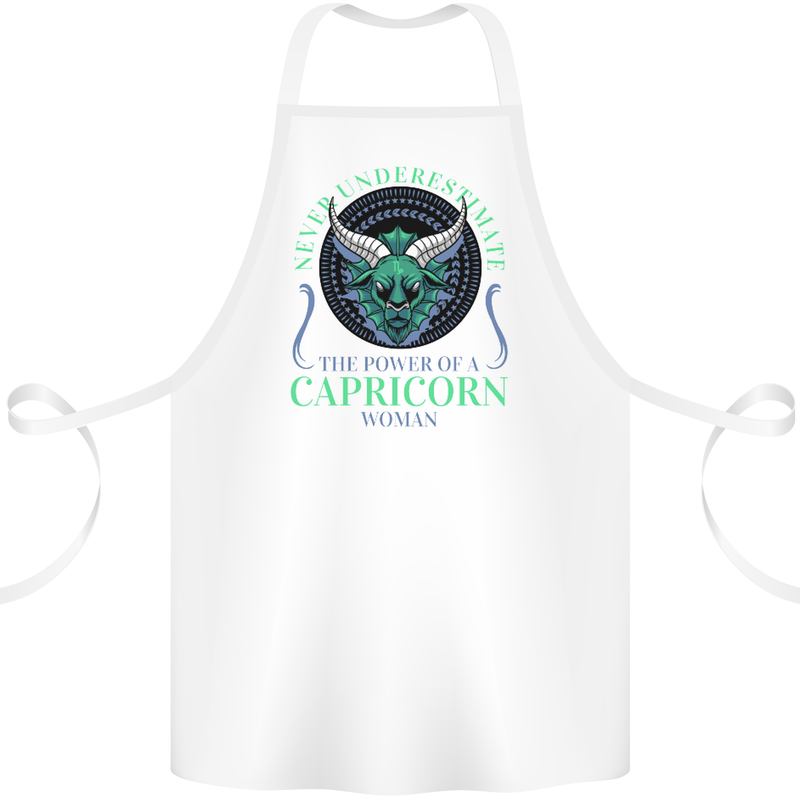 The Power of a Capricorn Woman Star Sign Cotton Apron 100% Organic White