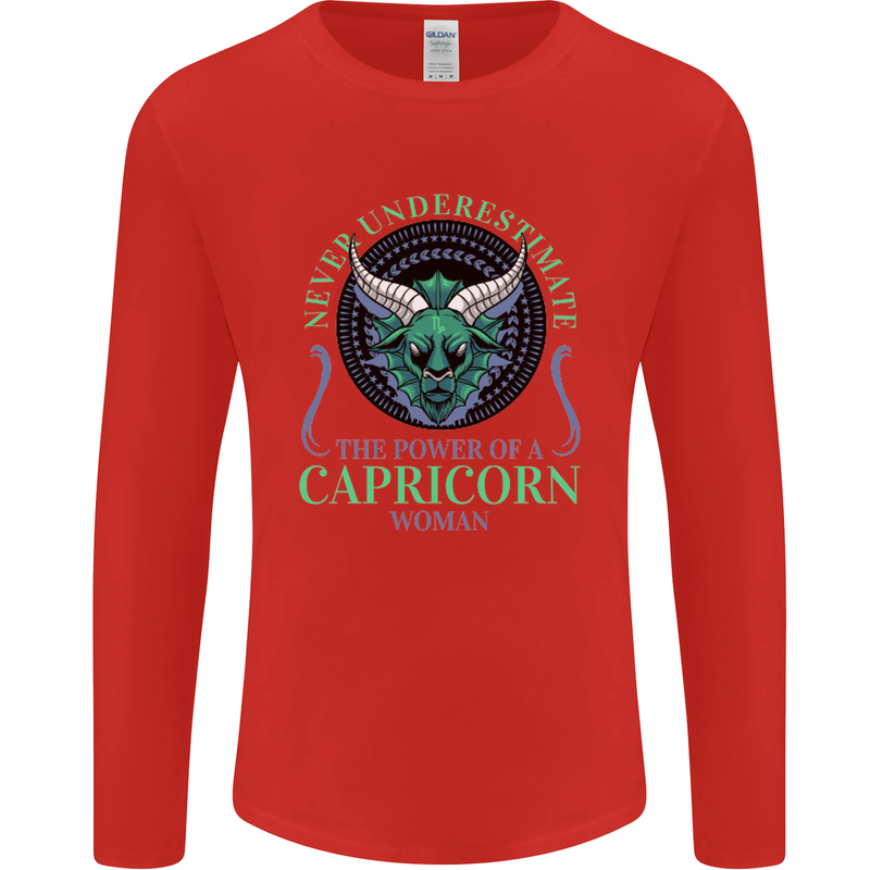 The Power of a Capricorn Woman Star Sign Mens Long Sleeve T-Shirt Red