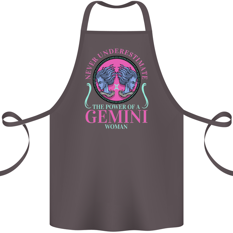 The Power of a Gemini Woman Star Sign Cotton Apron 100% Organic Dark Grey