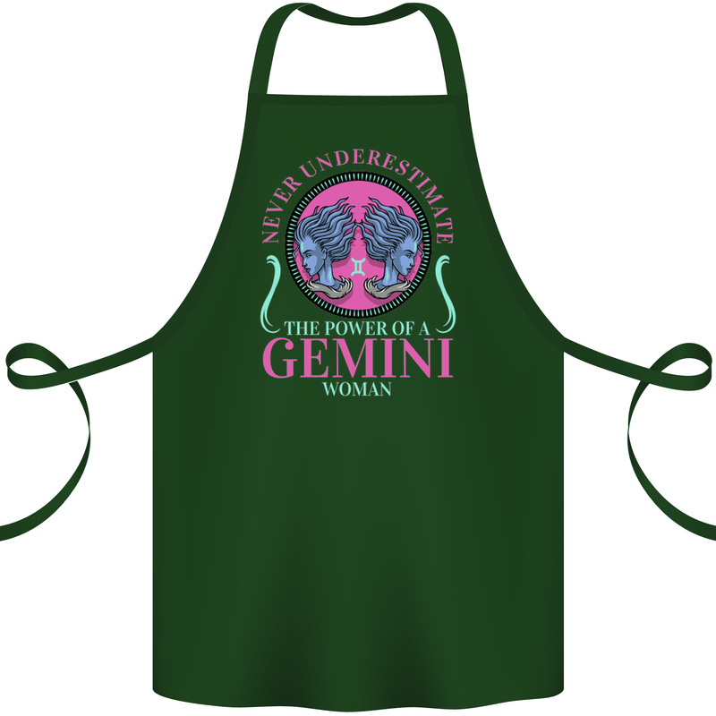 The Power of a Gemini Woman Star Sign Cotton Apron 100% Organic Forest Green