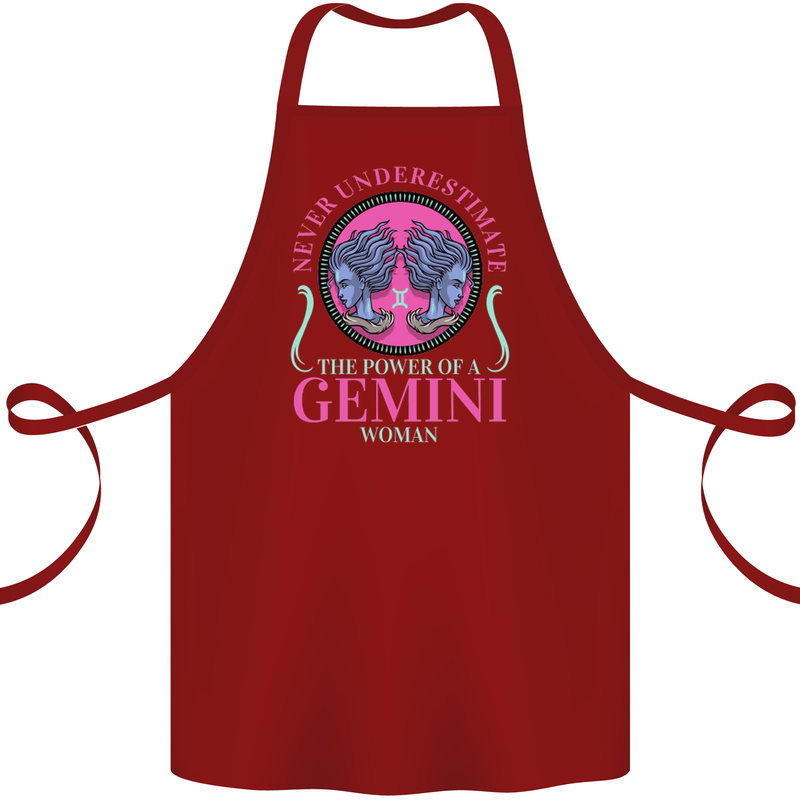 The Power of a Gemini Woman Star Sign Cotton Apron 100% Organic Maroon
