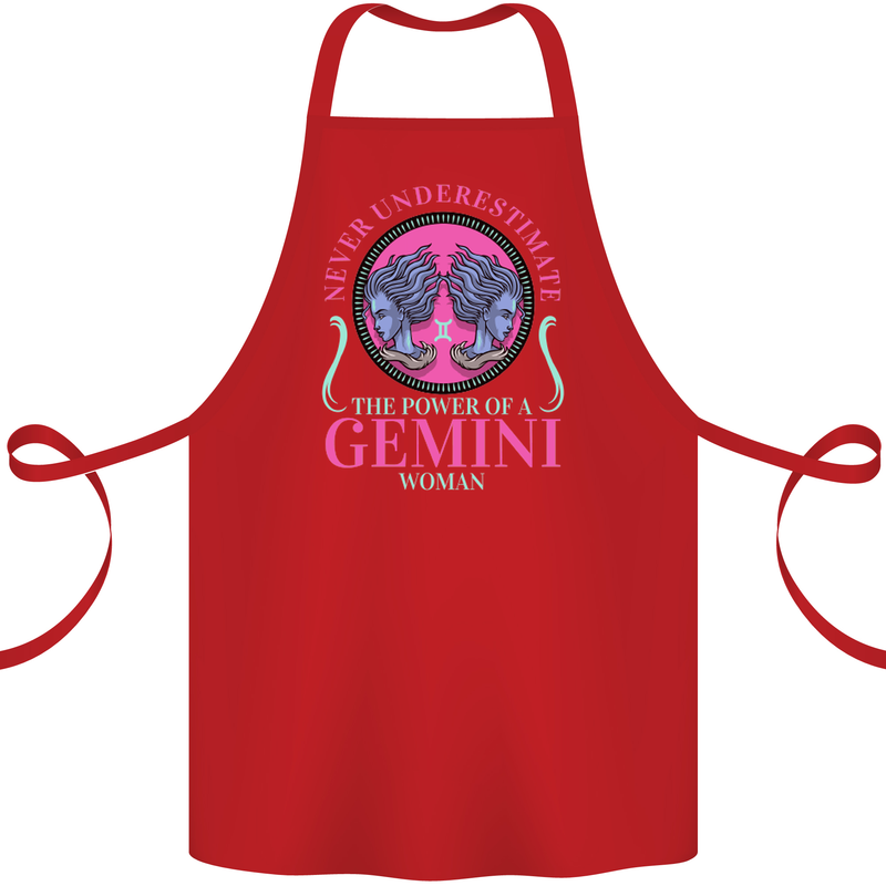 The Power of a Gemini Woman Star Sign Cotton Apron 100% Organic Red