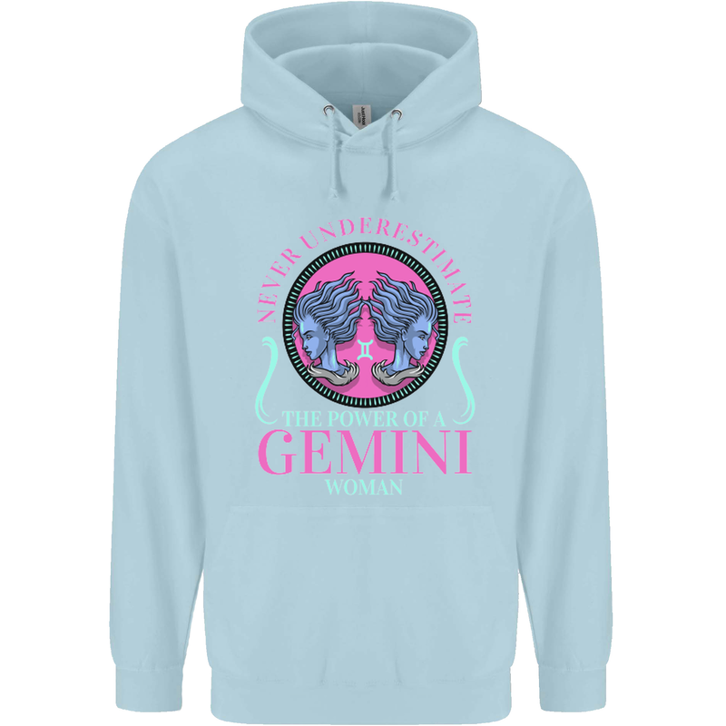 The Power of a Gemini Woman Star Sign Mens 80% Cotton Hoodie Light Blue