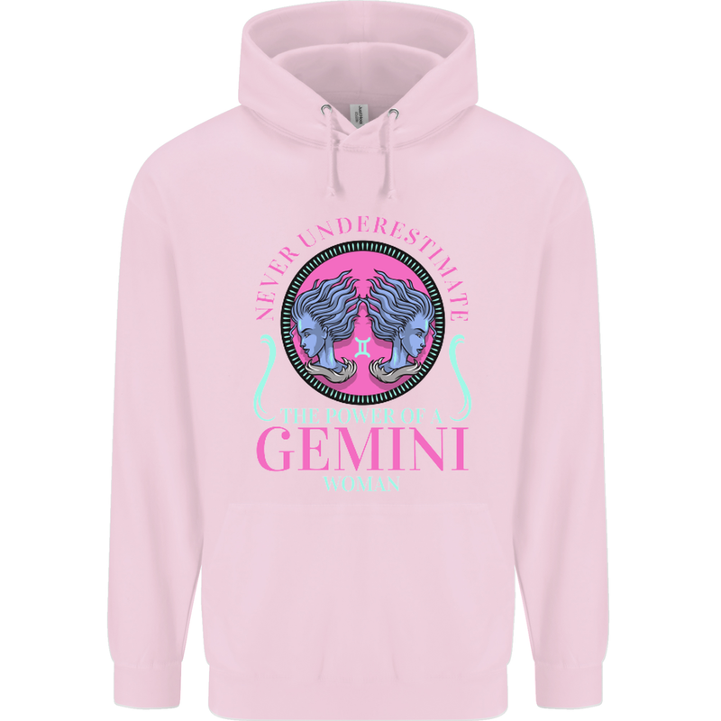 The Power of a Gemini Woman Star Sign Mens 80% Cotton Hoodie Light Pink
