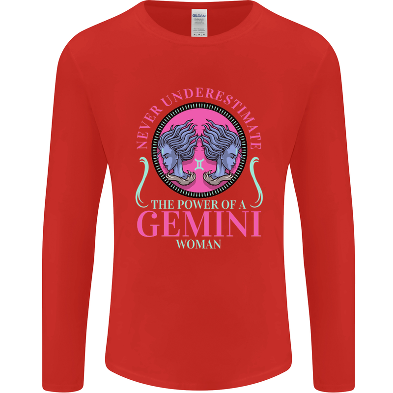 The Power of a Gemini Woman Star Sign Mens Long Sleeve T-Shirt Red