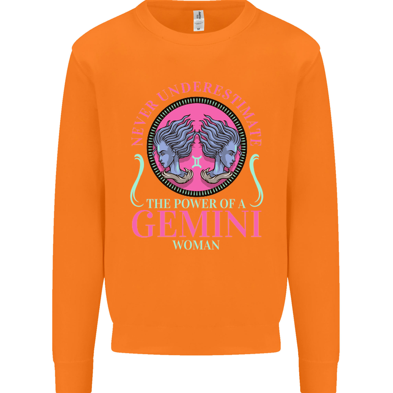The Power of a Gemini Woman Star Sign Mens Sweatshirt Jumper Orange