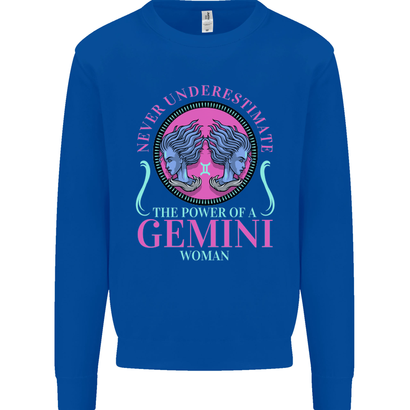 The Power of a Gemini Woman Star Sign Mens Sweatshirt Jumper Royal Blue