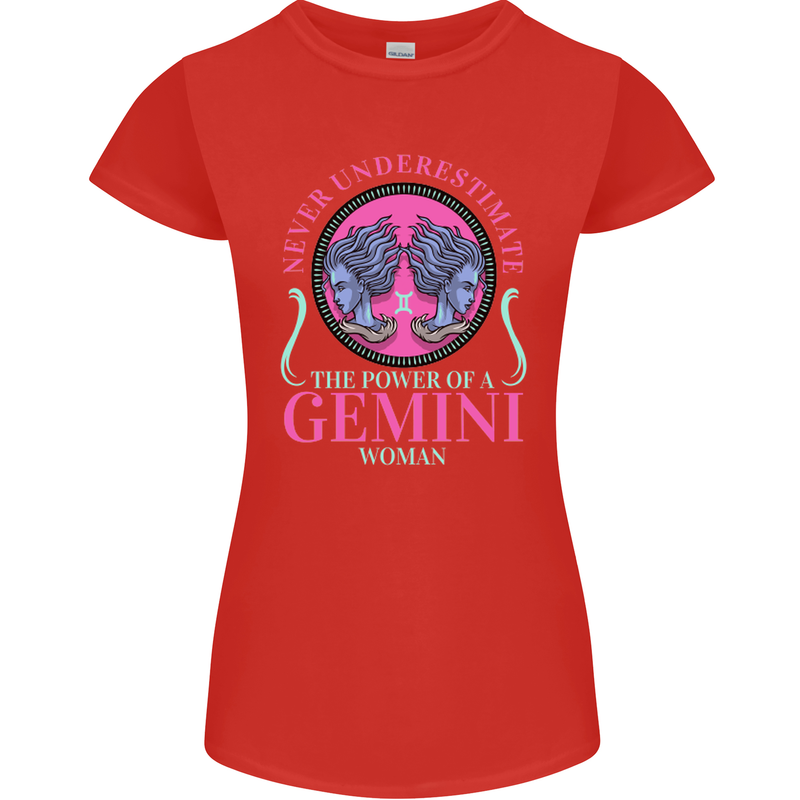 The Power of a Gemini Woman Star Sign Womens Petite Cut T-Shirt Red