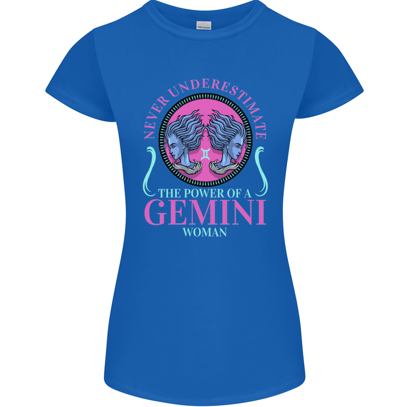 The Power of a Gemini Woman Star Sign Womens Petite Cut T-Shirt Royal Blue