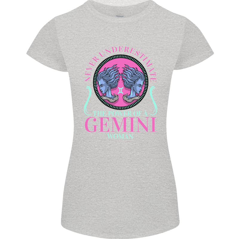 The Power of a Gemini Woman Star Sign Womens Petite Cut T-Shirt Sports Grey
