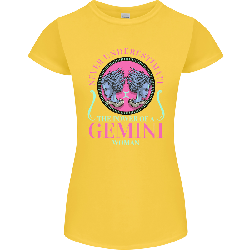 The Power of a Gemini Woman Star Sign Womens Petite Cut T-Shirt Yellow