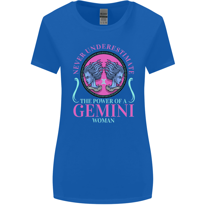 The Power of a Gemini Woman Star Sign Womens Wider Cut T-Shirt Royal Blue