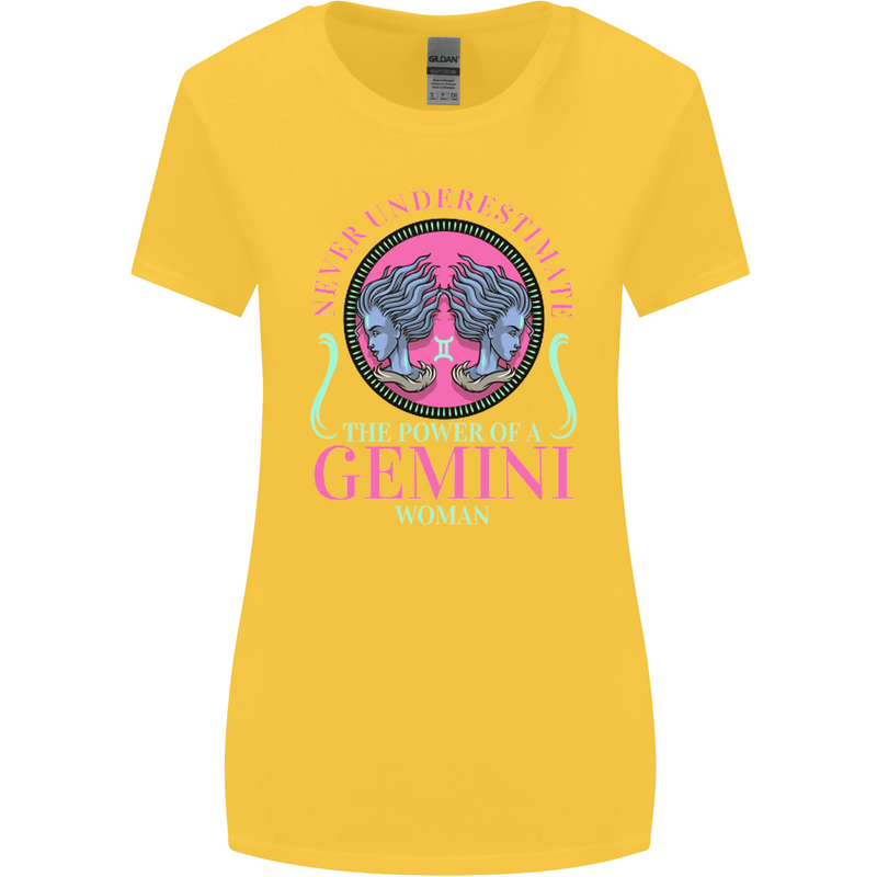 The Power of a Gemini Woman Star Sign Womens Wider Cut T-Shirt Yellow