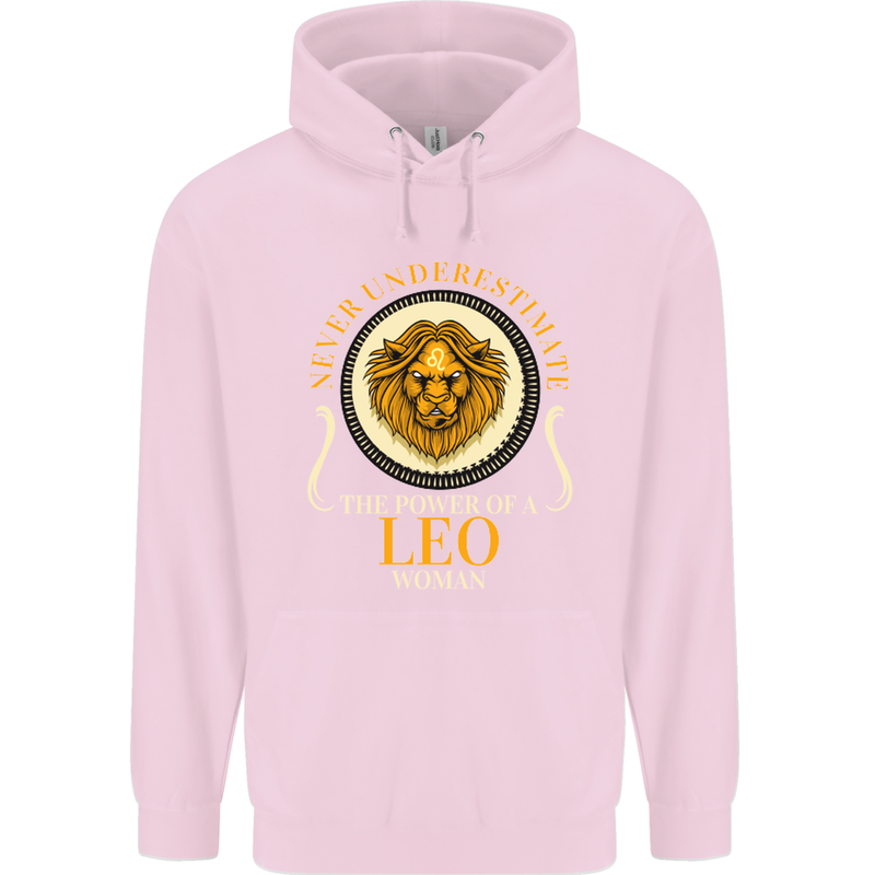 The Power of a Leo Woman Star Sign Mens 80% Cotton Hoodie Light Pink