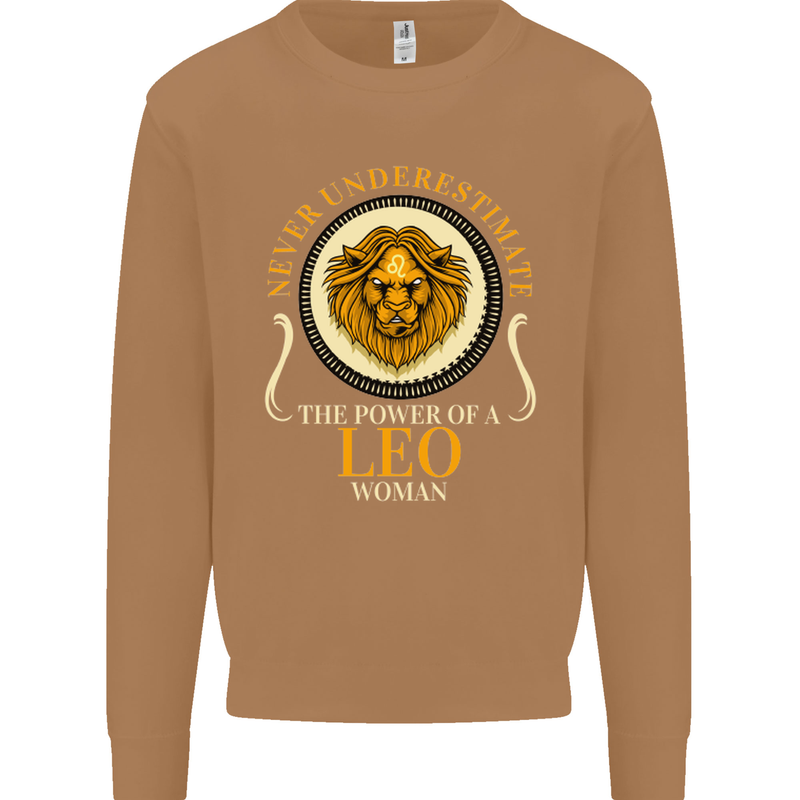 The Power of a Leo Woman Star Sign Mens Sweatshirt Jumper Caramel Latte