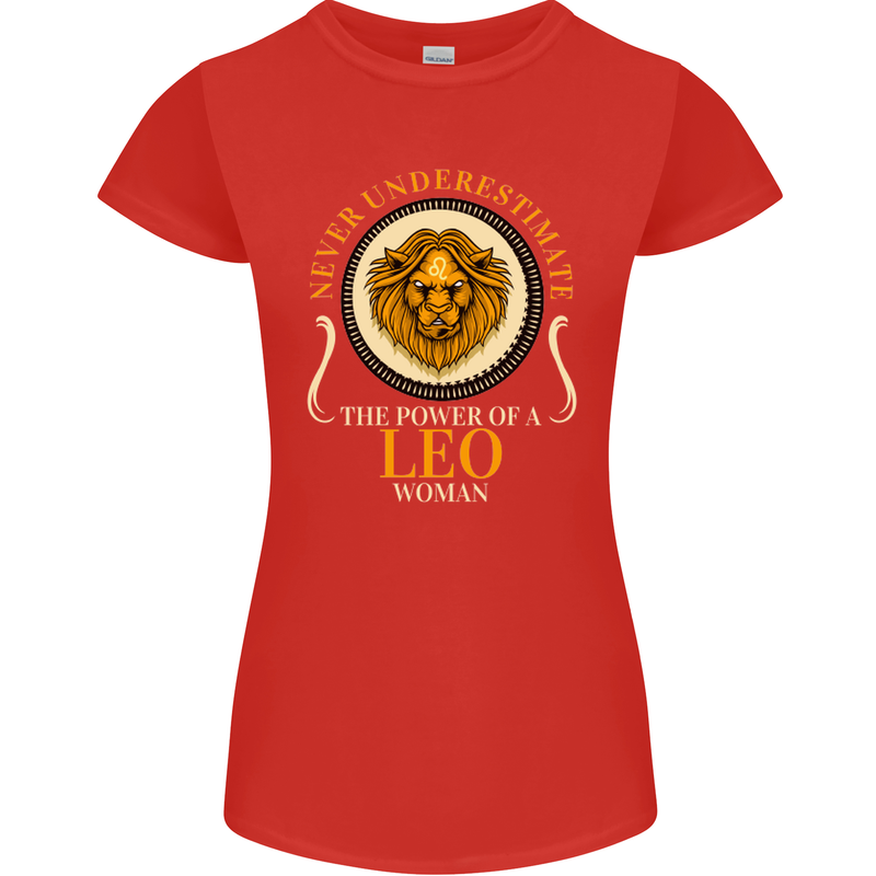 The Power of a Leo Woman Star Sign Womens Petite Cut T-Shirt Red
