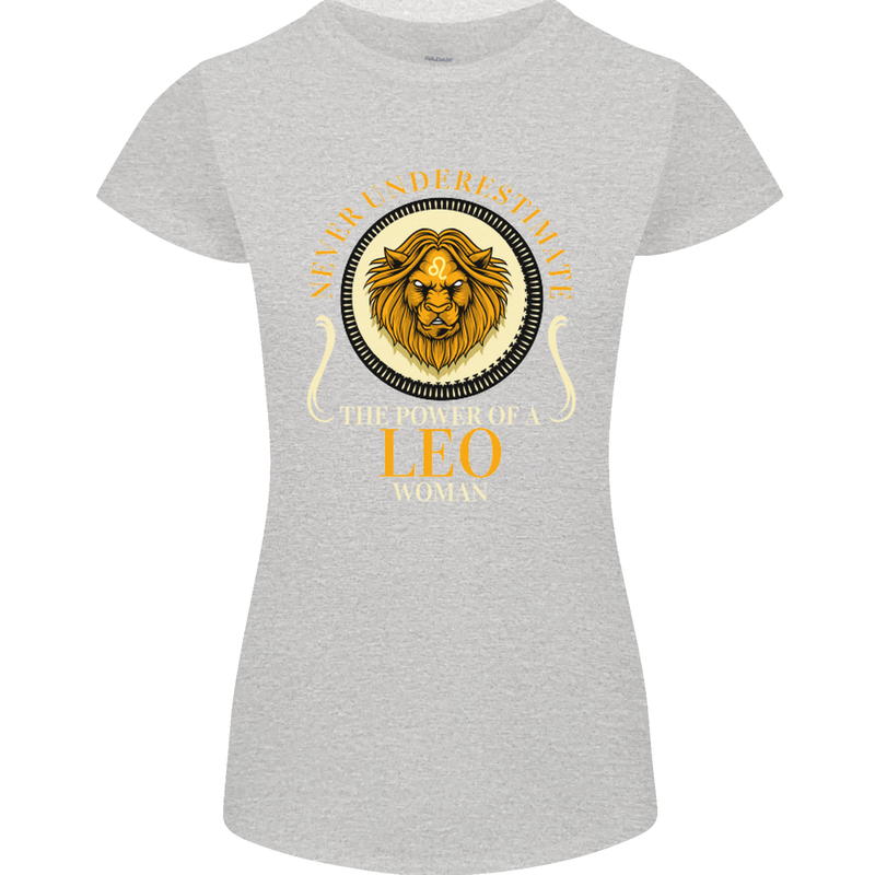 The Power of a Leo Woman Star Sign Womens Petite Cut T-Shirt Sports Grey