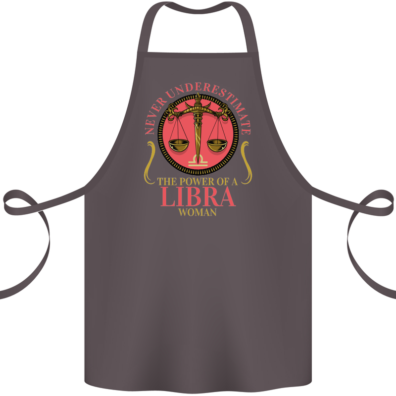 The Power of a Libra Woman Star Sign Cotton Apron 100% Organic Dark Grey