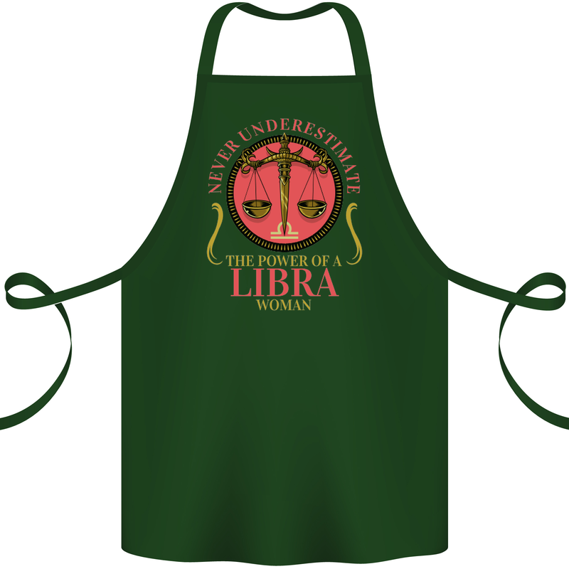 The Power of a Libra Woman Star Sign Cotton Apron 100% Organic Forest Green