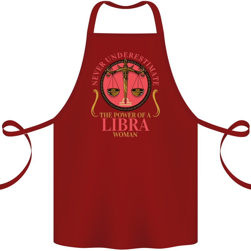 The Power of a Libra Woman Star Sign Cotton Apron 100% Organic Maroon