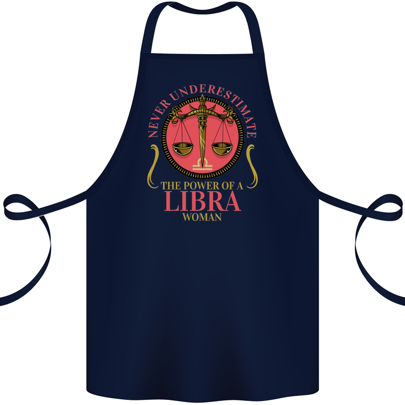 The Power of a Libra Woman Star Sign Cotton Apron 100% Organic Navy Blue