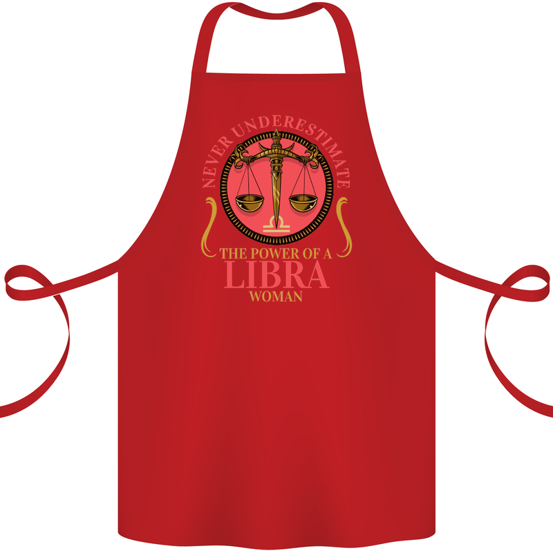 The Power of a Libra Woman Star Sign Cotton Apron 100% Organic Red
