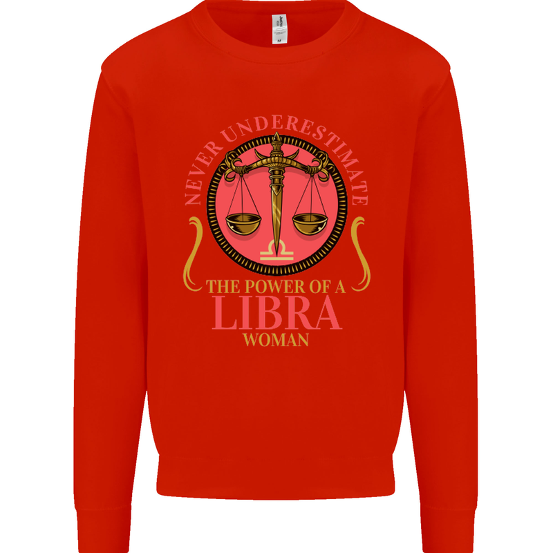 The Power of a Libra Woman Star Sign Mens Sweatshirt Jumper Bright Red