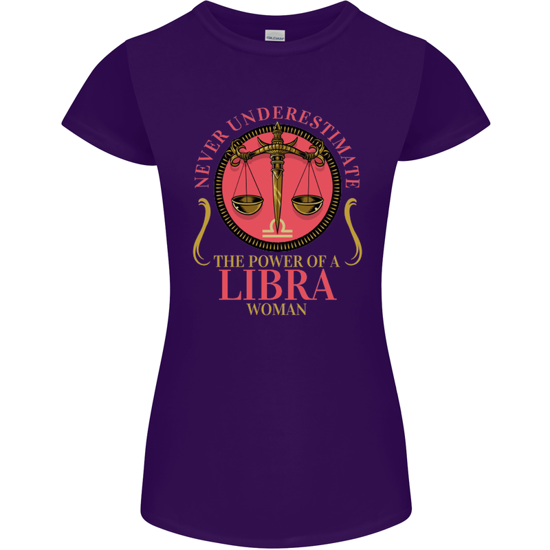 The Power of a Libra Woman Star Sign Womens Petite Cut T-Shirt Purple