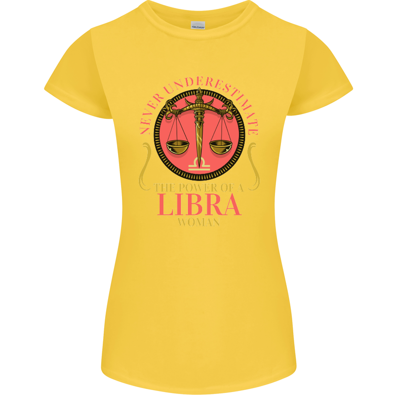 The Power of a Libra Woman Star Sign Womens Petite Cut T-Shirt Yellow