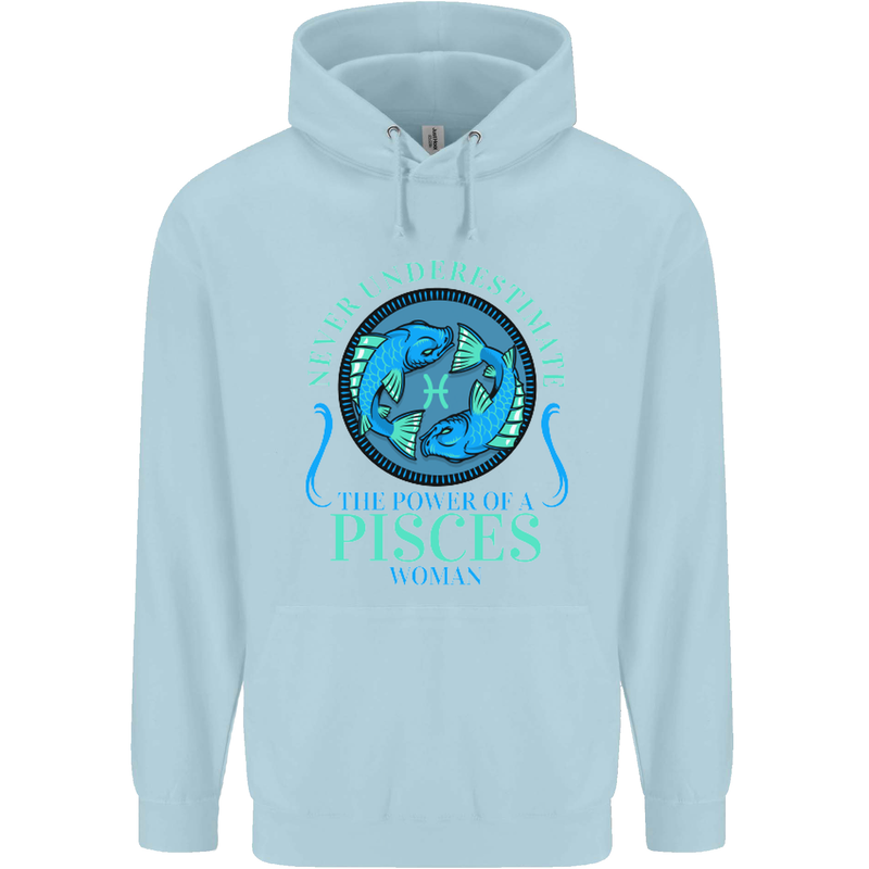 The Power of a Pisces Woman Star Sign Childrens Kids Hoodie Light Blue