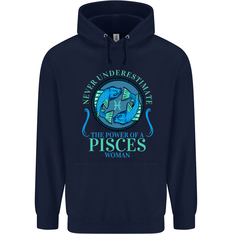 The Power of a Pisces Woman Star Sign Childrens Kids Hoodie Navy Blue
