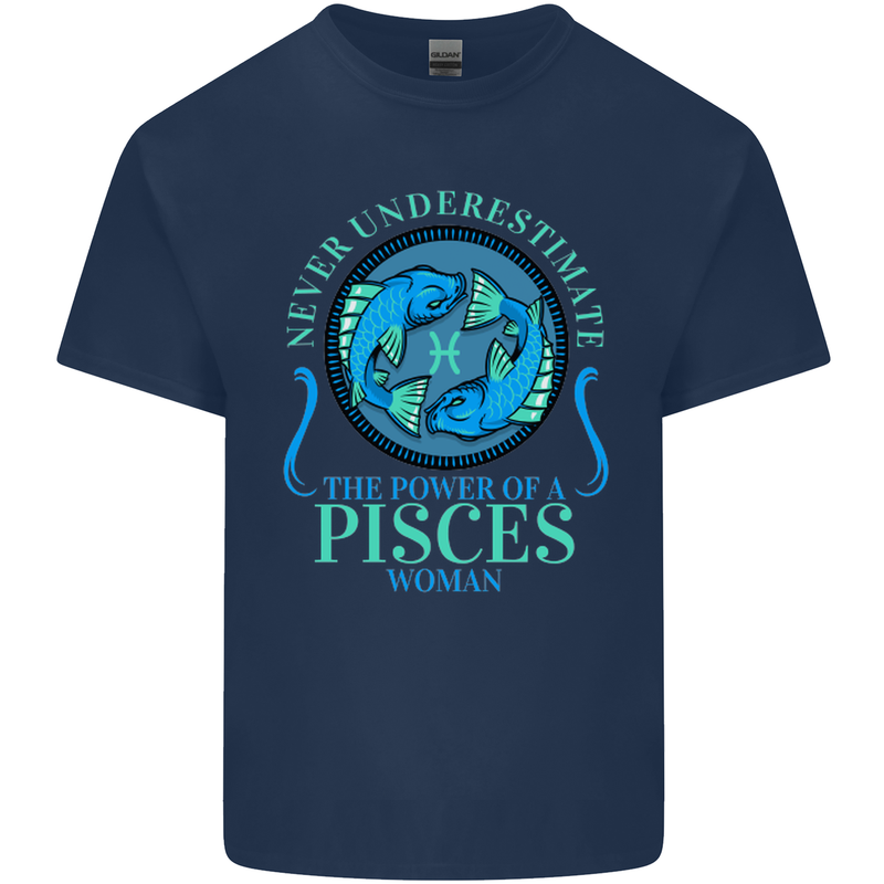 The Power of a Pisces Woman Star Sign Kids T-Shirt Childrens Navy Blue
