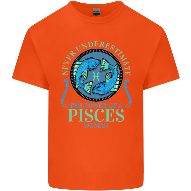 The Power of a Pisces Woman Star Sign Kids T-Shirt Childrens Orange